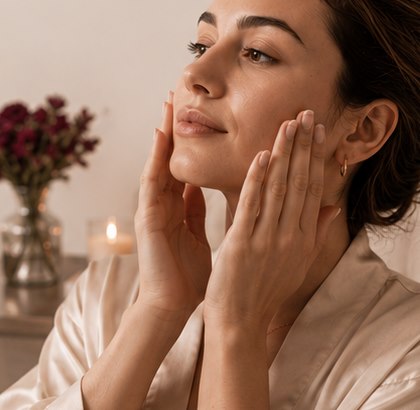 Step one of the REVELIVA Light Ritual: preparing clean, dry skin